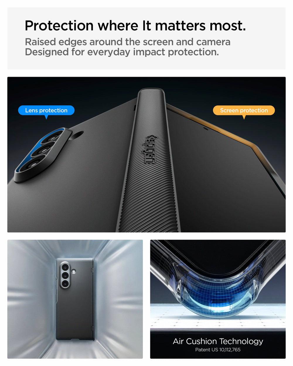 ACS11503 - Galaxy Z Fold 8 Ultra Slim Armor Pro (Mag Fit) Black showing the 