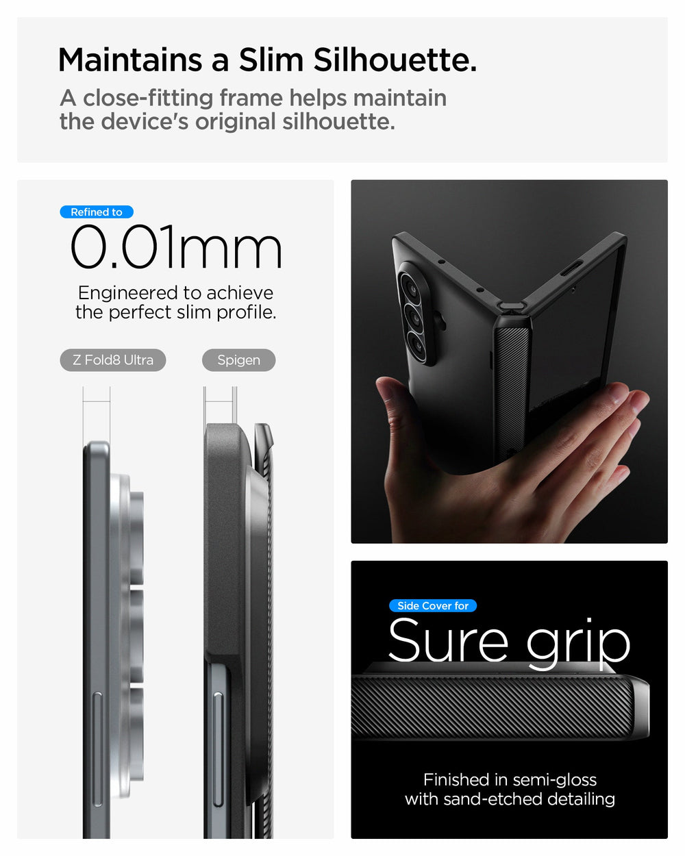 ACS11503 - Galaxy Z Fold 8 Ultra Slim Armor Pro (Mag Fit) Black showing the 