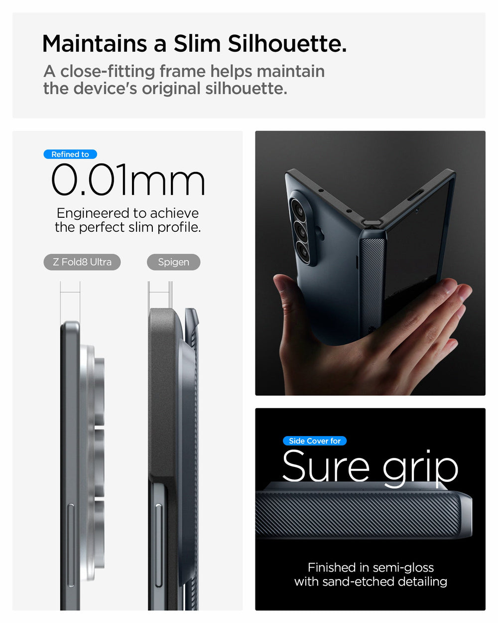 ACS11504 - Galaxy Z Fold 8 Ultra Slim Armor Pro (Mag Fit) Metal Slate showing the 