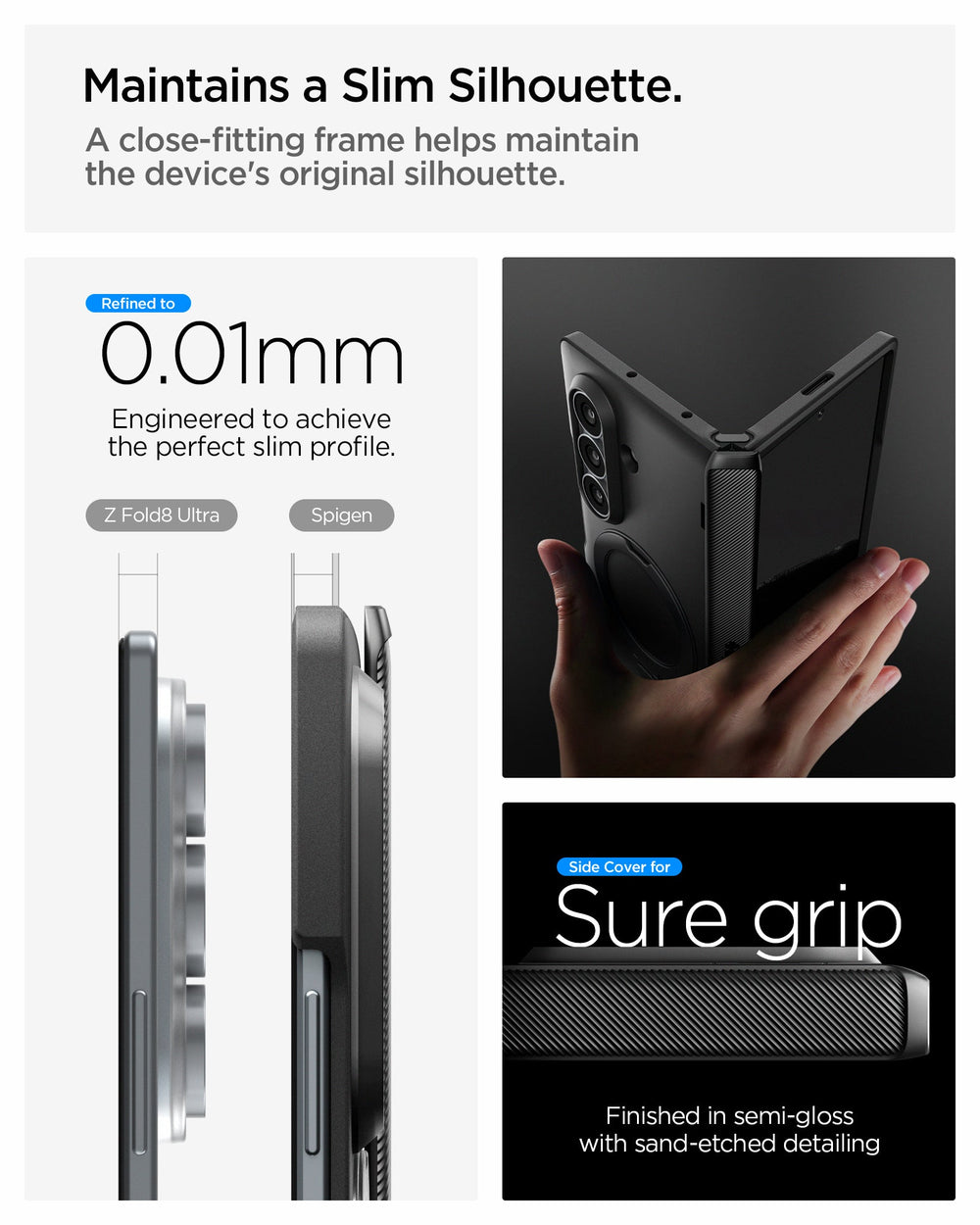 ACS11778 - Galaxy Z Fold 8 Ultra Slim Armor Pro S (Mag Fit) Black showing the 