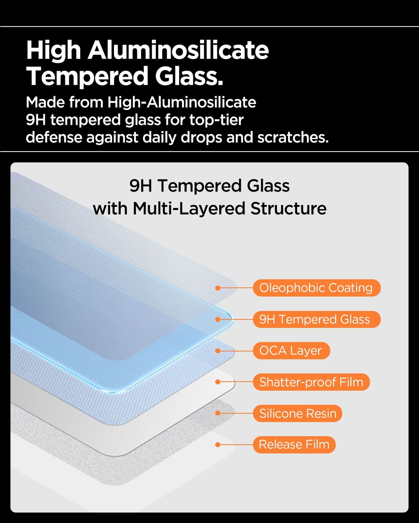 AGL11322- iPhone 17 Pro Max - Glas.tR AlignMaster S showing high aluminosilicate tempered glass. made from high aluminosilicate 9H tempered glass for top tier defense against daily drops and scratches.