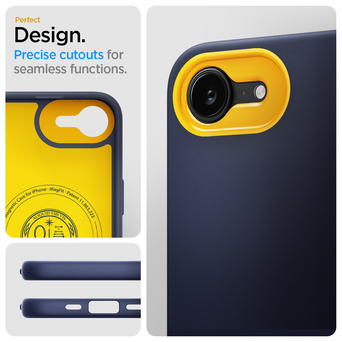 ACS09154 - iPhone 17e Case Nano Pop (MagFit) in Blueberry Navy showing the perfect design. Precise cutouts for seamless functions