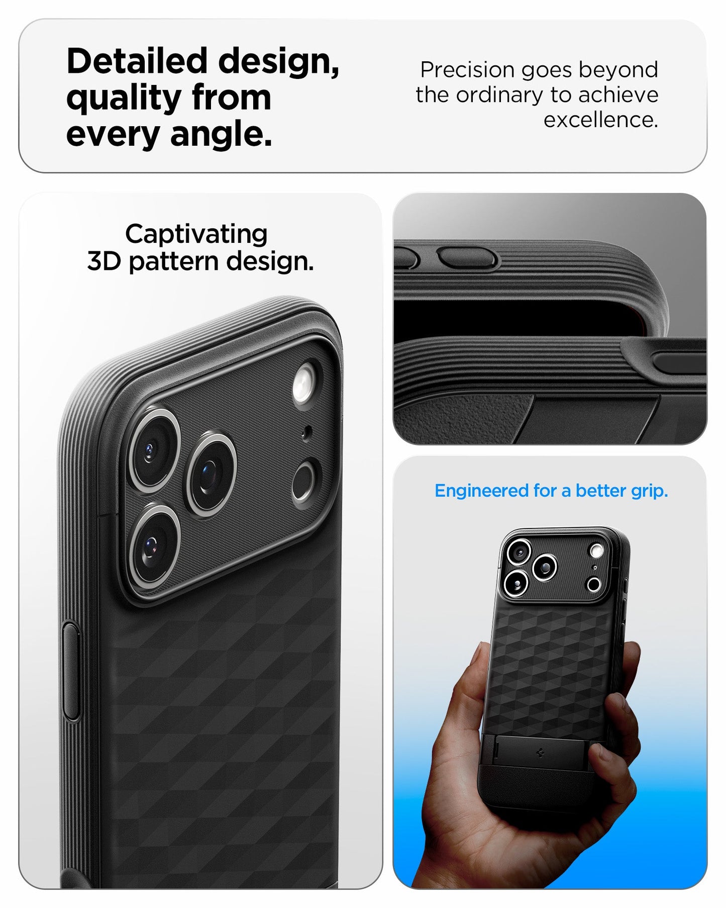 ACS09911 - iPhone 17 Pro Max Series Case Parallax S (MagFit) in black showing the detailed design, quality from every angle. Precision goes beyond the ordinary to achieve excellence.