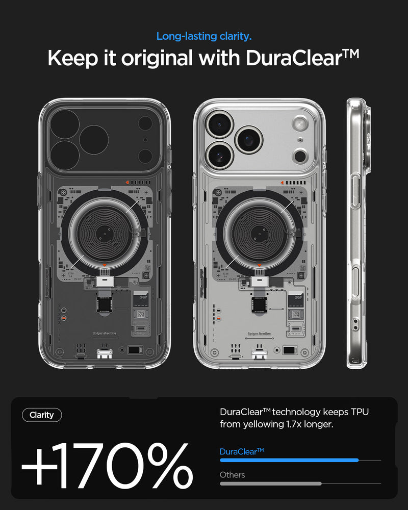 ACS10043 - iPhone 17 Pro Max Ultra Hybrid Neo One (MagFit) showing long lasting clarity. Keep it original with duraclear
