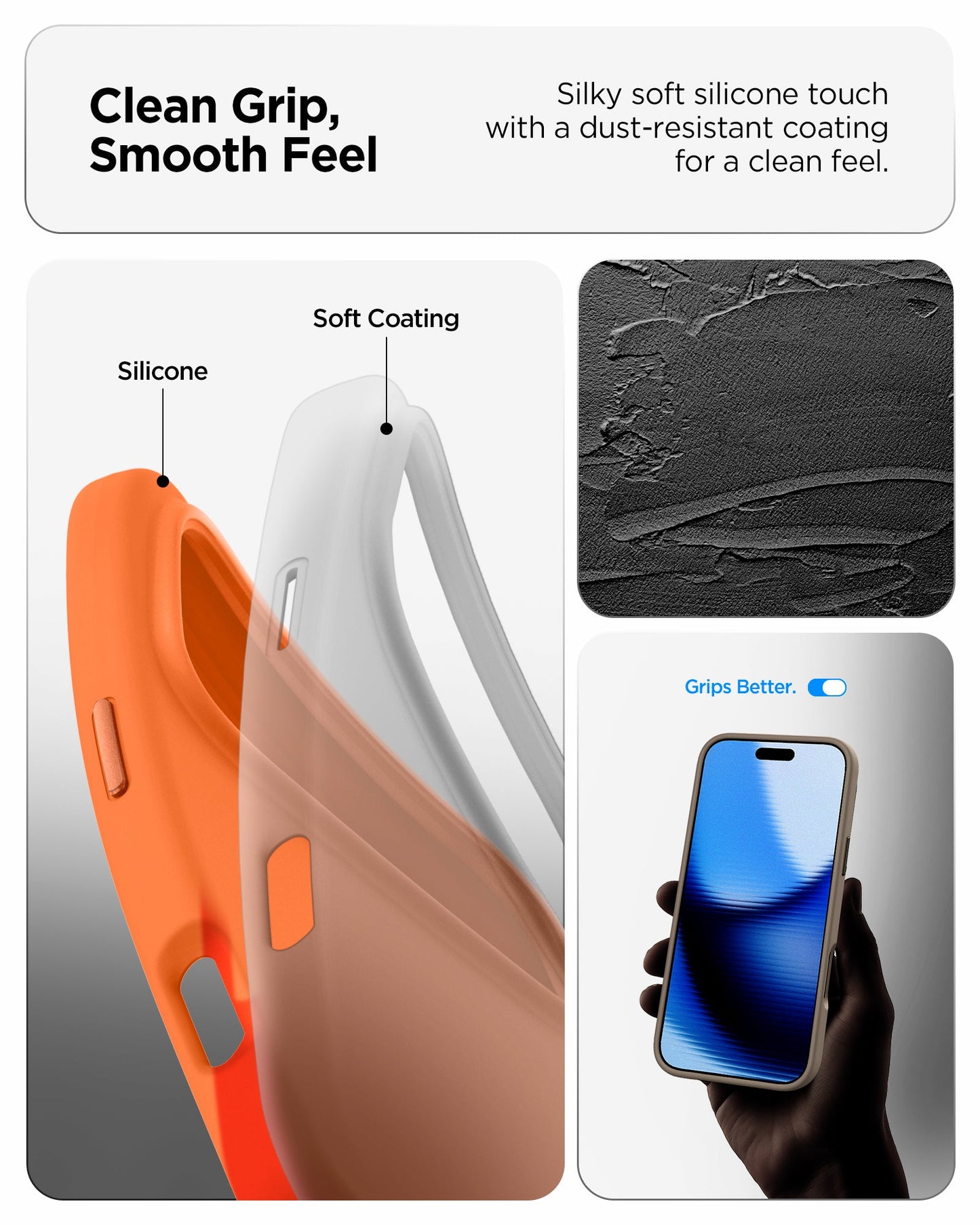 ACS11378 - iPhone 17 Pro Max Silicone Fit (Mag Fit) in Cosmic Orange showing clean grip, smooth feel, silky soft silicone touch with a dust resistant coating for a clean feel.