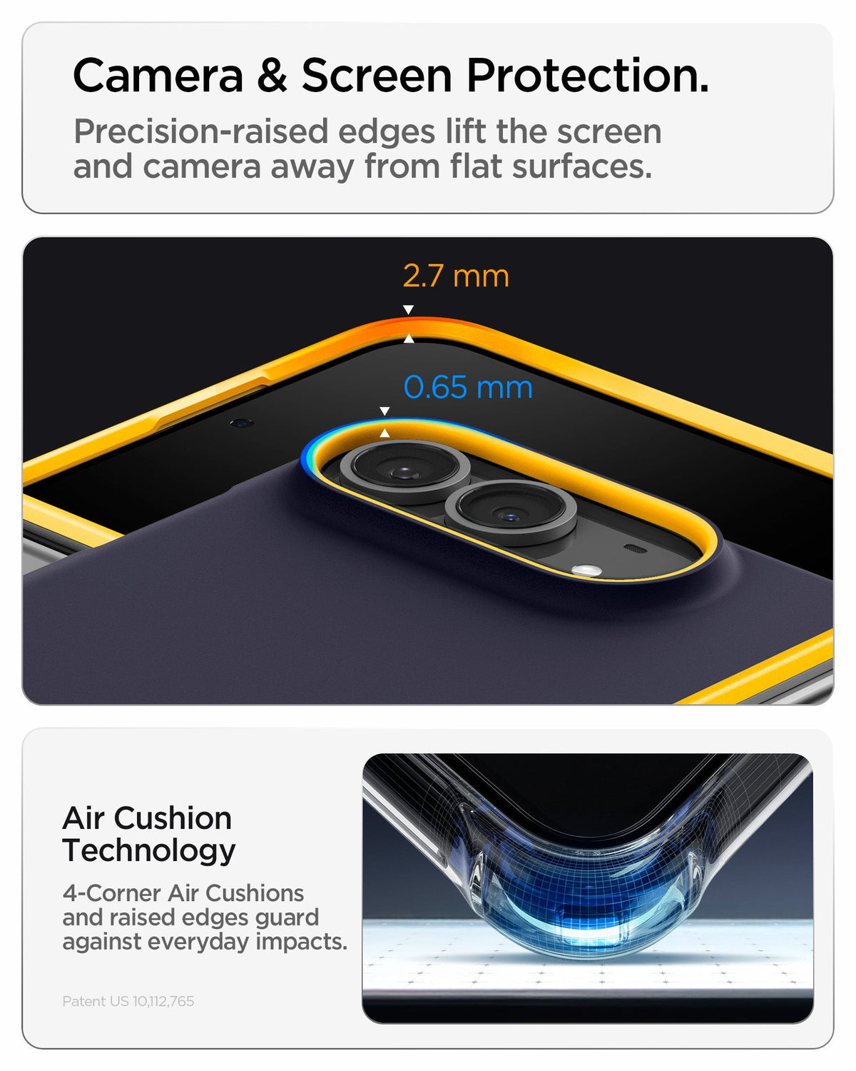 ACS11686 - iPhone Duo Nano Pop (Mag Fit) in Blueberry Navy showing raised camera and screen edges with Air Cushion Technology for added protection