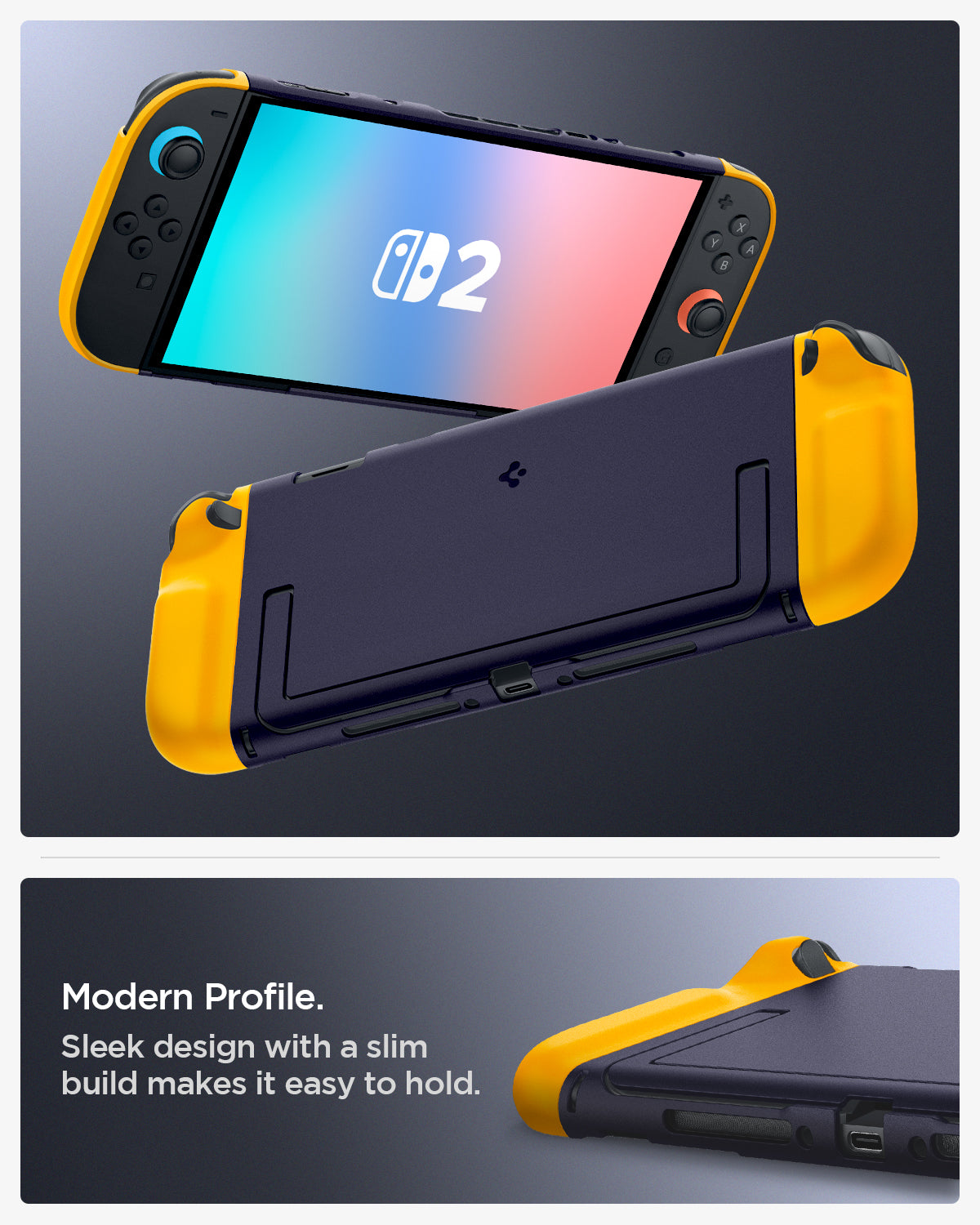 ACS10205 - Nintendo Switch 2 Case Nano Pop in Blueberry Navy sleek design with a slim build makes it easy to hold. modern profile.