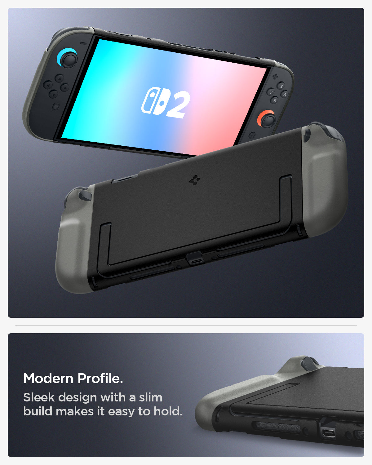 ACS09343 - Nintendo Switch 2 Case Nano Pop in Black Sesame sleek design with a slim build makes it easy to hold. modern profile.