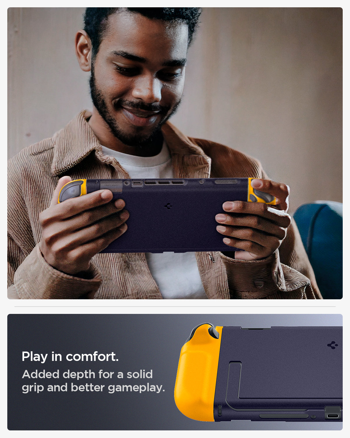 ACS10205 - Nintendo Switch 2 Case Nano Pop in Blueberry Navy added depth for a solid grip and better gameplay. Play in comfort.