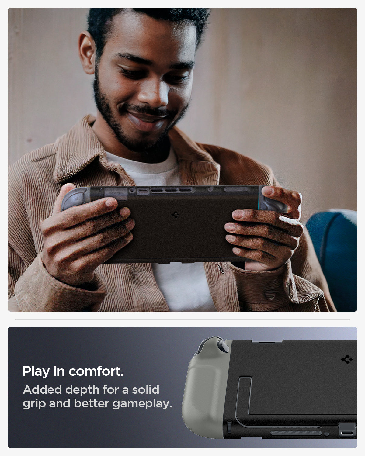 ACS09343 - Nintendo Switch 2 Case Nano Pop in Black Sesame added depth for a solid grip and better gameplay. Play in comfort.