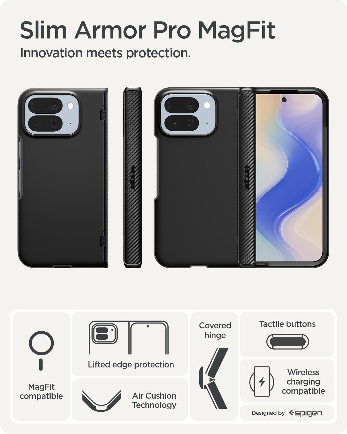 ACS09741 - GajPFD Case Slim Armor Pro (MagFit) in black showing the case. Innovation meets protection.