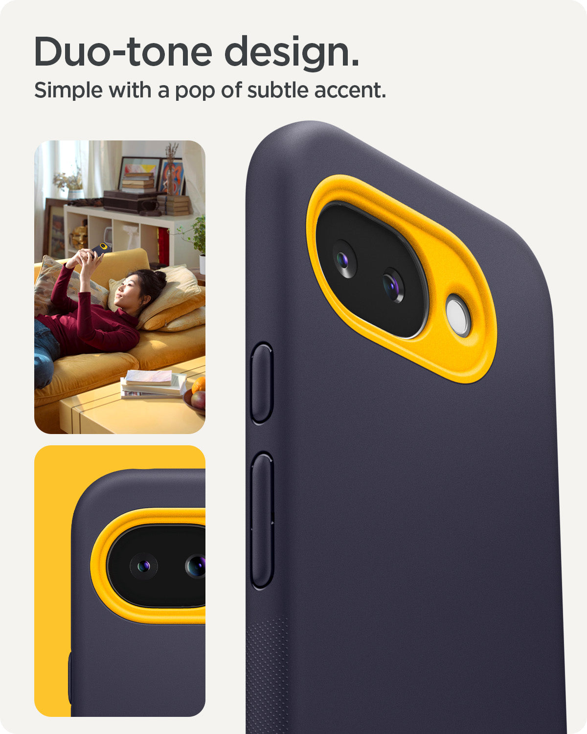 ACS11286 - Pixel 10a Nano Pop (Mag Fit) in Blueberry Navy showing duo tone design. simple with a pop of subtle accent