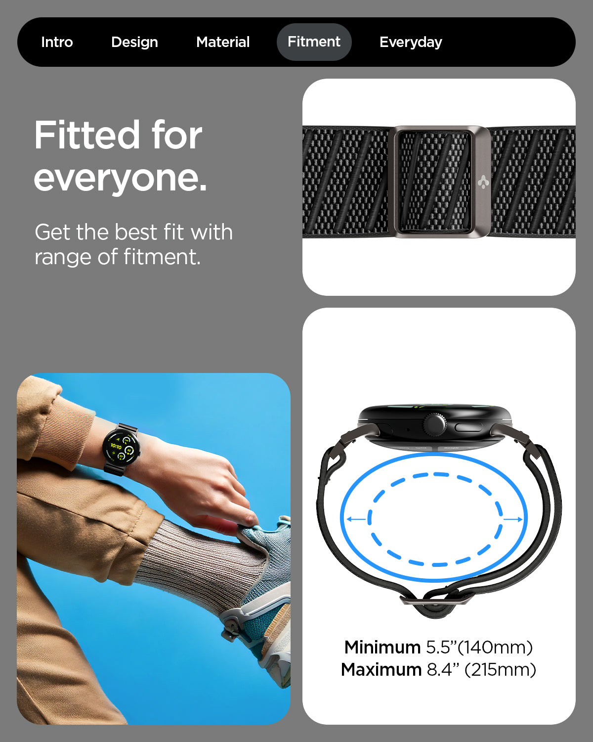 AMP11421 - Pixel Watch 5 (45mm) Lite Fit X Black showing the fitted for everyone