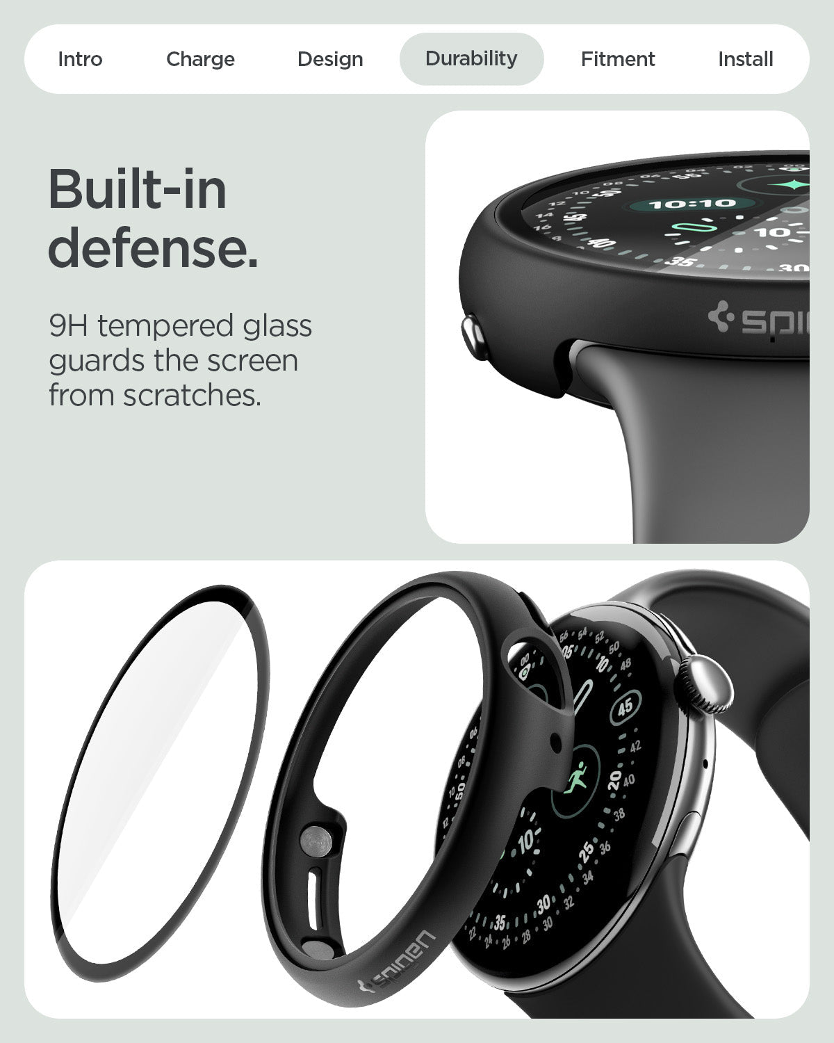 ACS11746 - Pixel Watch 5 (45mm) Thin Fit 360 Black supports wireless charging without removing the case.