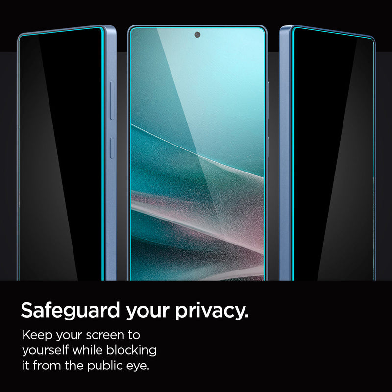 AGL09221 - Galaxy S25 Ultra GLAS.tR EZ Fit in Privacy showing how it safeguards your privacy. Keep your screen to yourself while blocking it from the public.