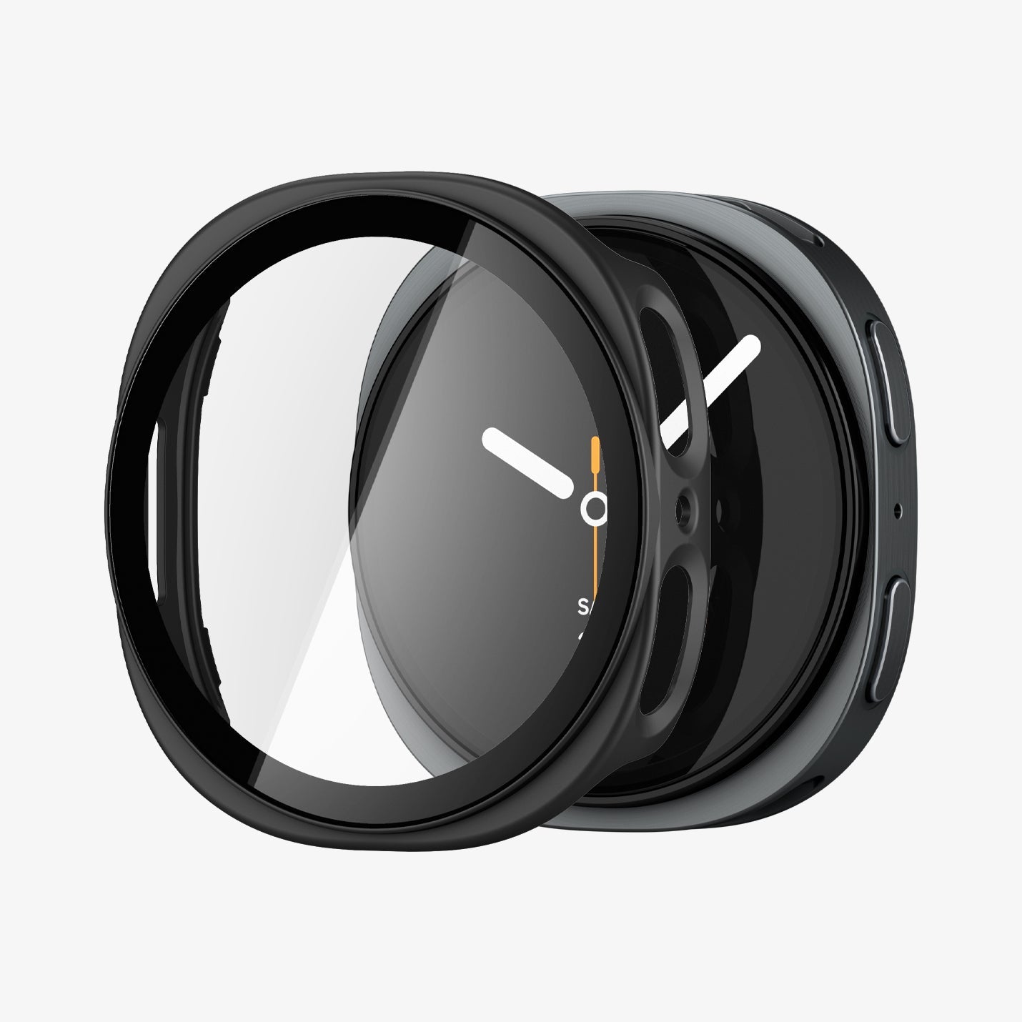 ACS11597 - Galaxy Watch 9 (40mm) Thin Fit 360 showing the case and screen protector separated in a close-up exploded view