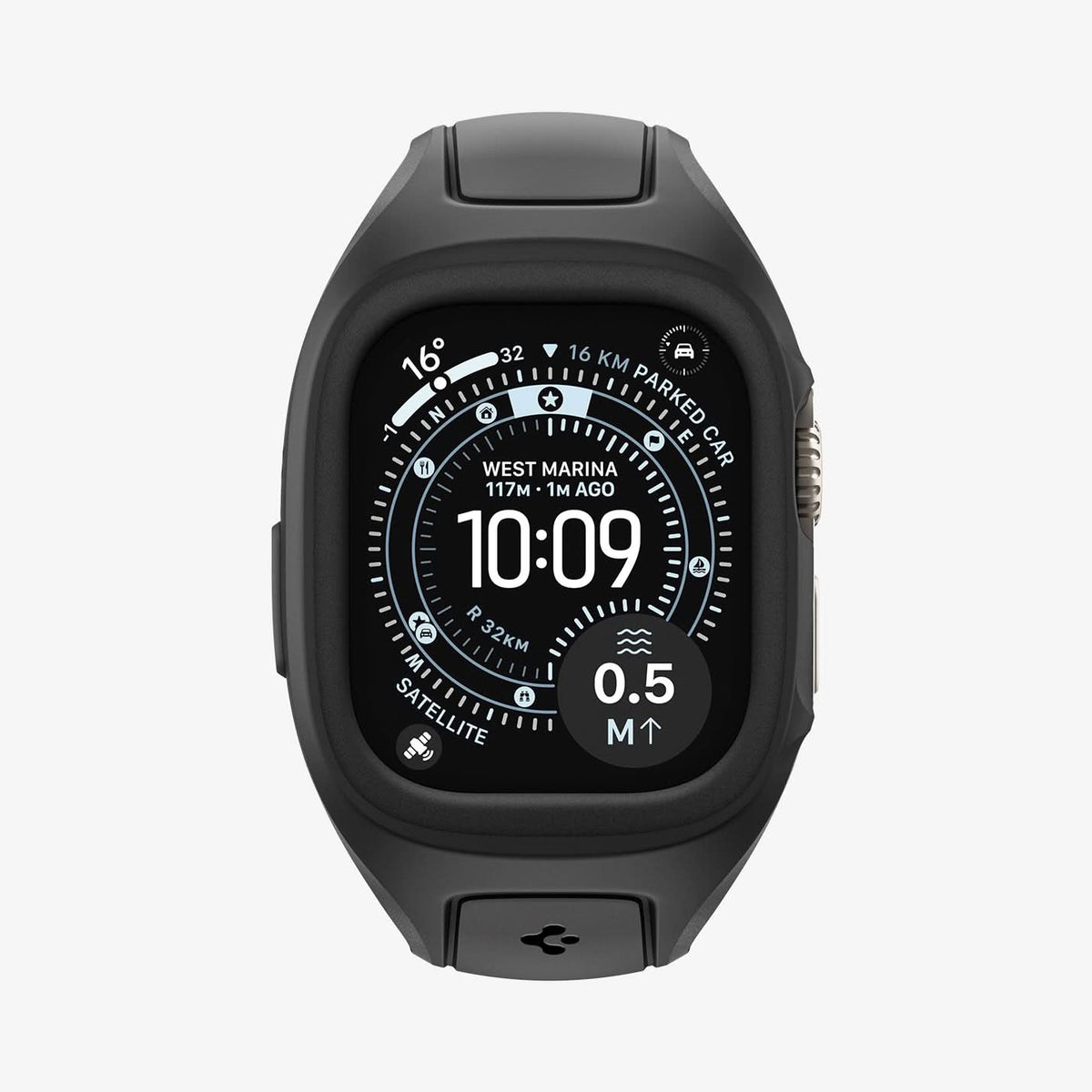 ACS05463 - Apple Watch Ultra Series (49mm) Case Liquid Air Pro in black showing the front
