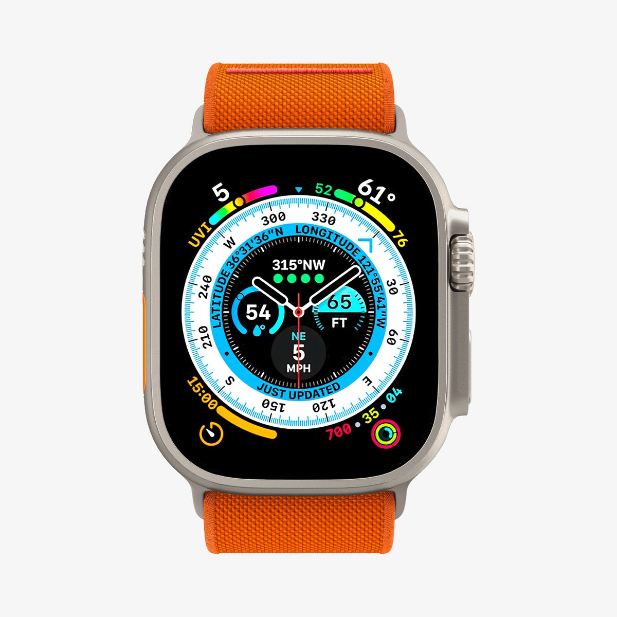 AMP05986 - Apple Watch Series (Apple Watch (49mm)/Apple Watch (45mm)/Apple Watch (42mm)) Watch Band Lite Fit Ultra in orange showing the front