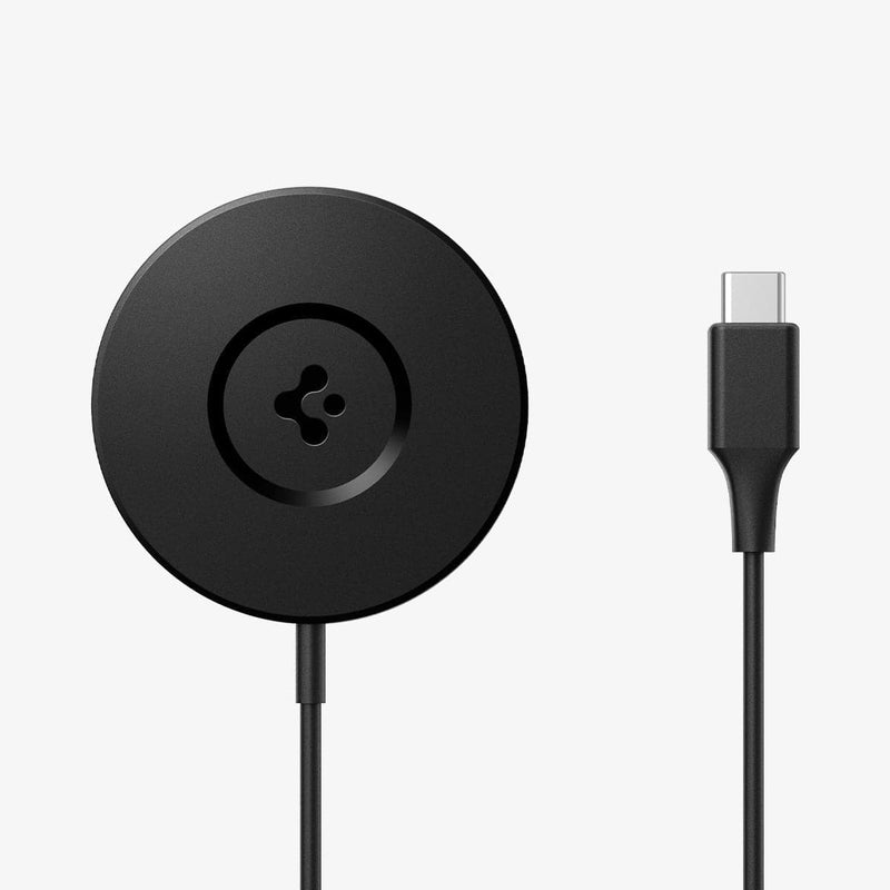 ACH04238 - ArcField™ Magnetic Wireless Charger PF2101 (MagFit) in black showing the front with end of charging plug next to it