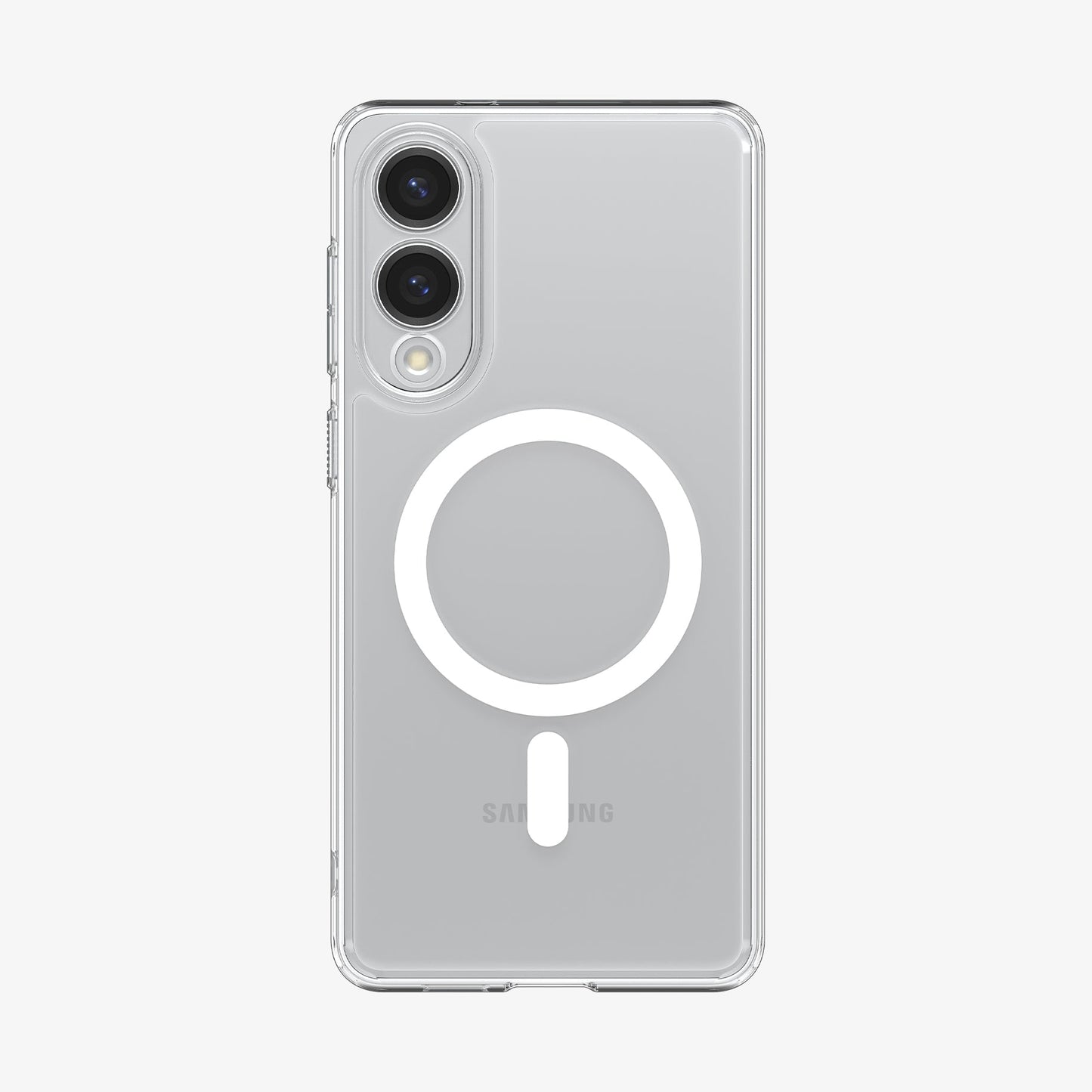 ACS09418 - Galaxy S25 Edge Case Ultra Hybrid (MagFit) in Clear White showing the back