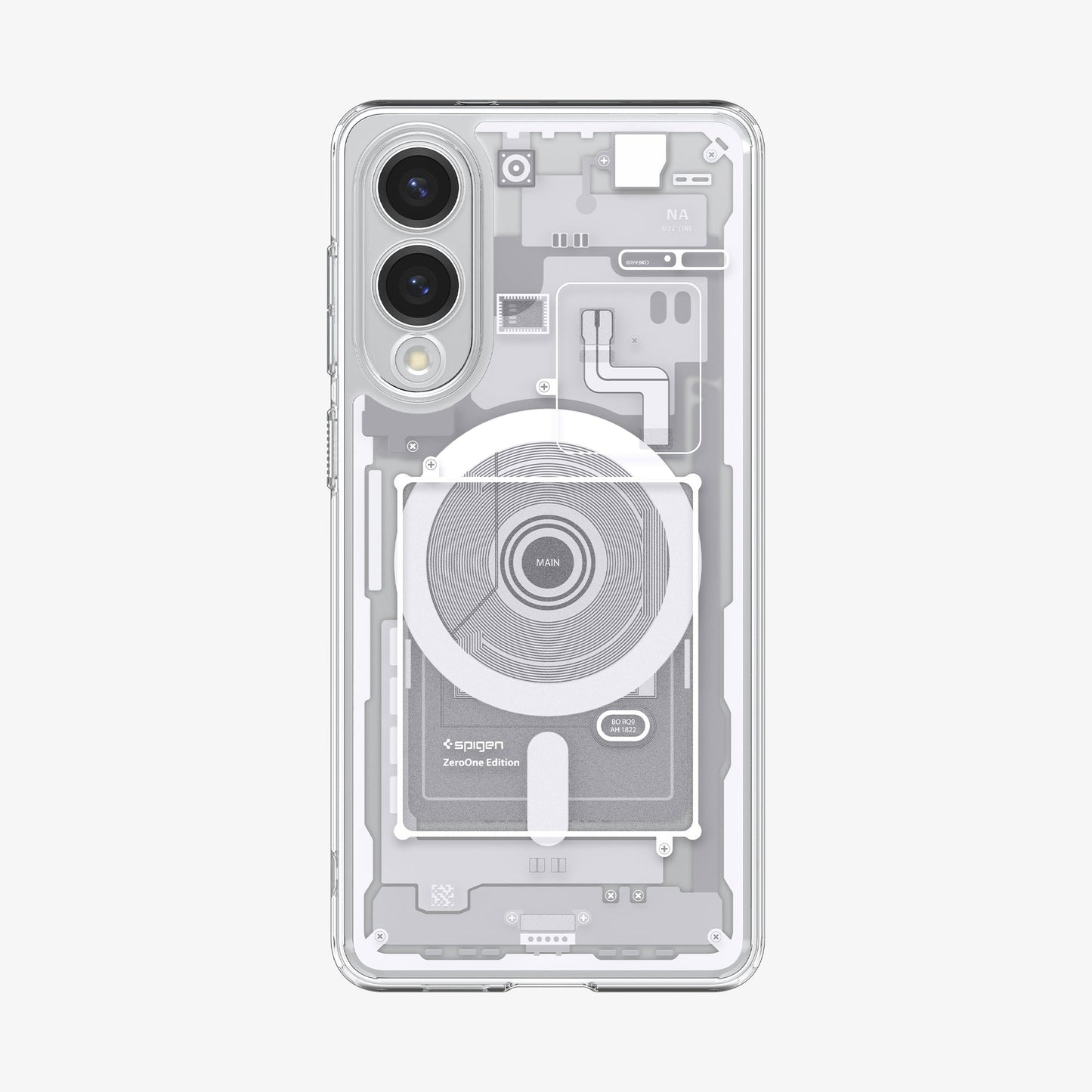 ACS09417 - Galaxy S25 Edge Case Ultra Hybrid Zero One in Zero One White showing the back