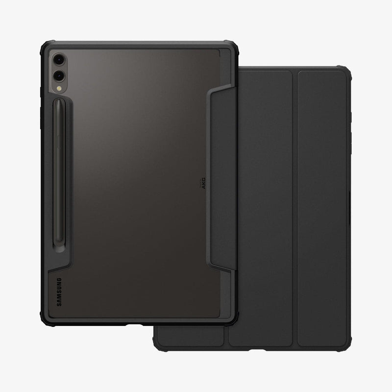 ACS08787 - Galaxy Tab S9 Plus Case Ultra Hybrid Pro in black showing the back and front