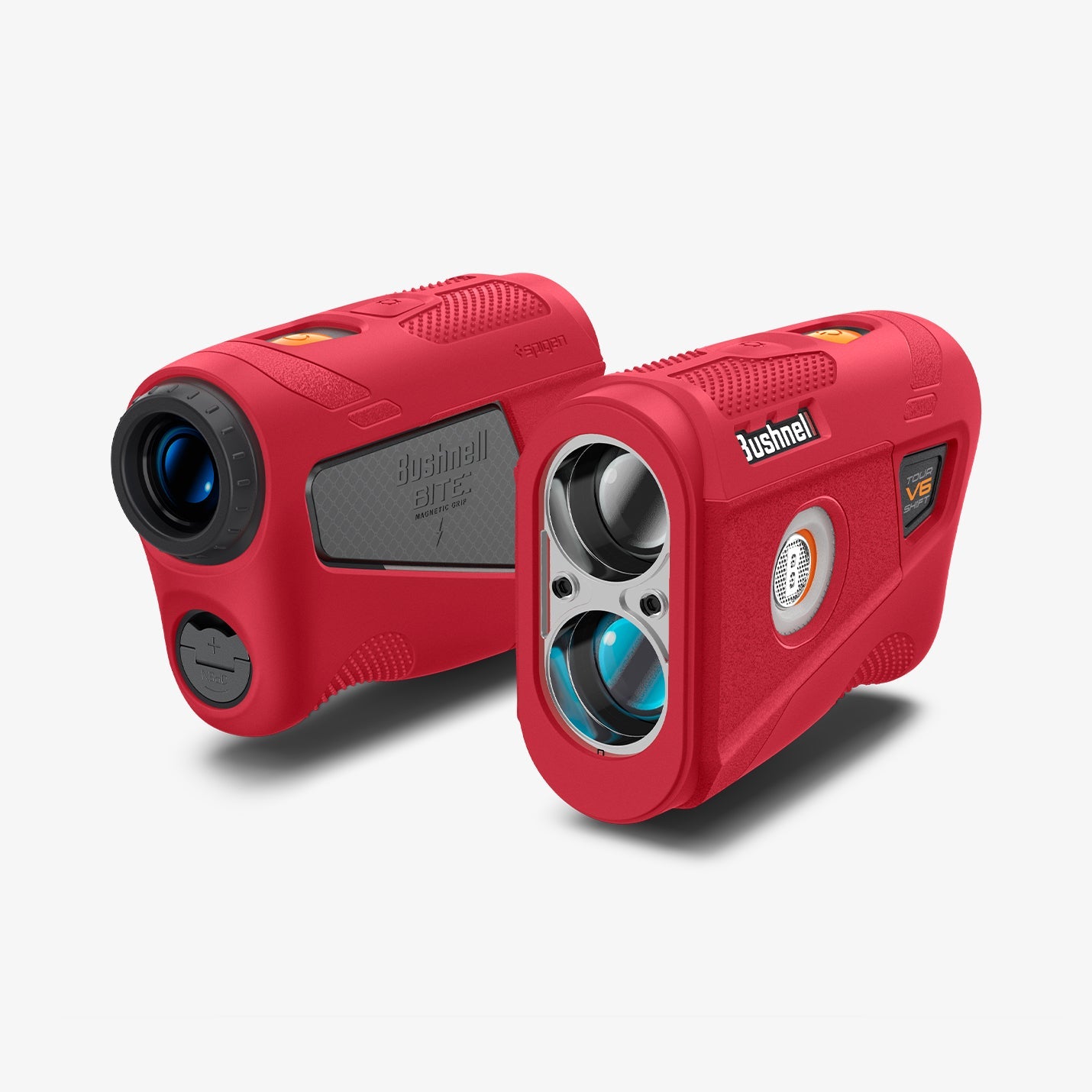 ACS07051 - Bushnell Tour V6 Shift Rangefinder Case in red showing the front, back and sides