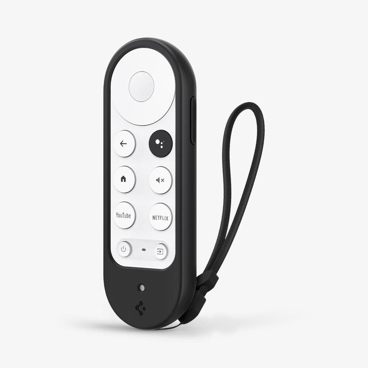 AMP02714 - Chromecast with Google TV Silicone Fit Voice Remote in black showing the front and partial side