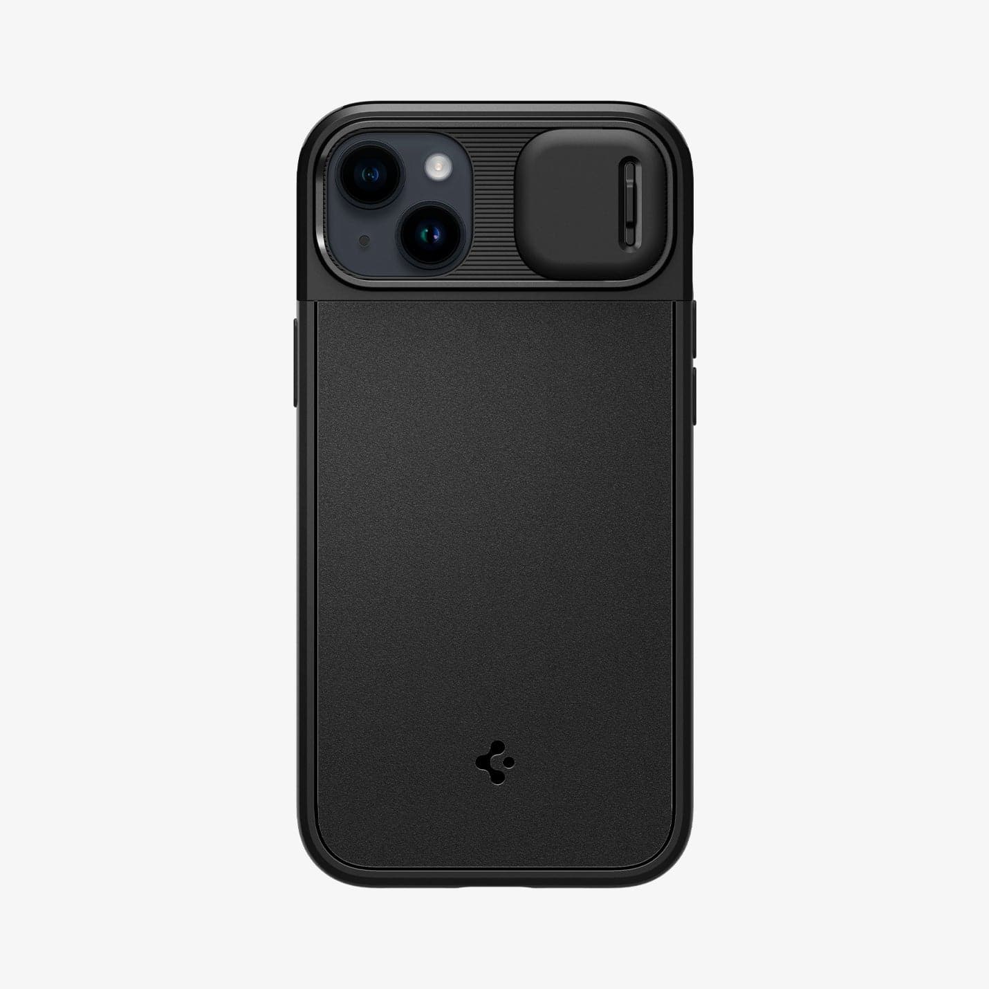 ACS04923 - iPhone 14 Plus Case Optik Armor (MagFit) in black showing the back with camera lens slot open