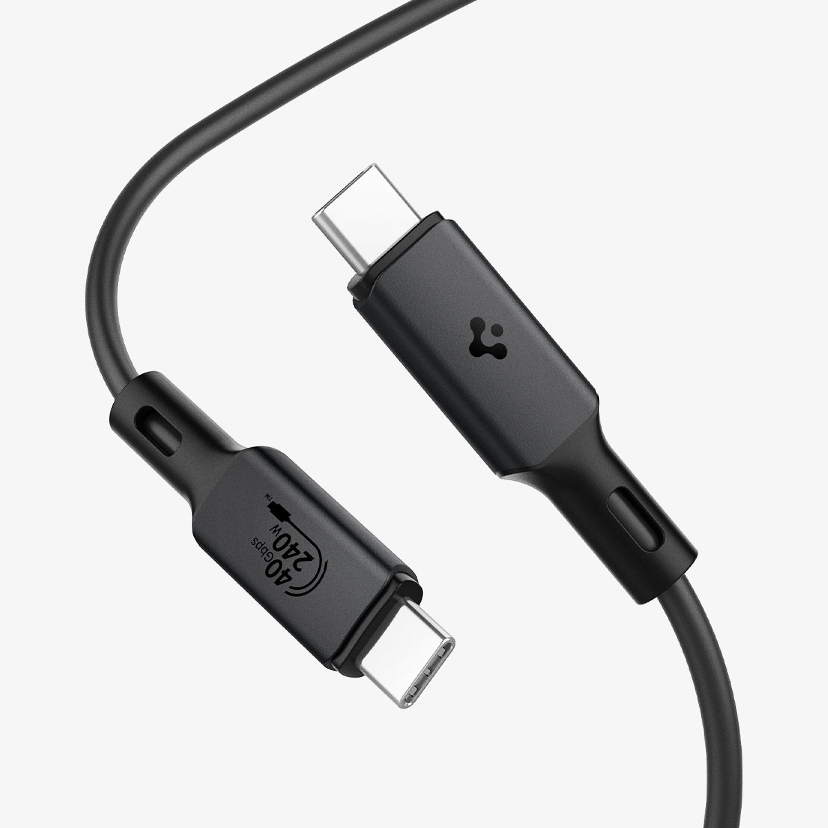 ACA06840 - ArcWire™ USB-C to USB-C Cable PB2203 in Black showing the 2 heads of a charger cable in 40Gbps/240W