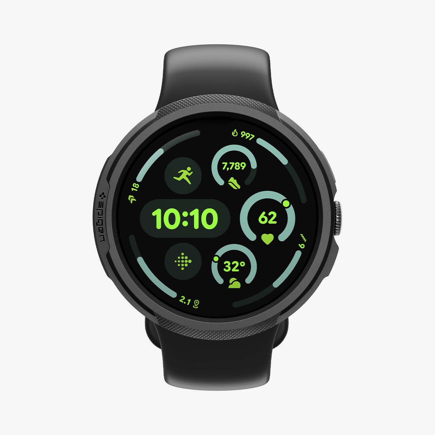 ACS11222 - Pixel Watch 5 (45mm) Liquid Air Matte Black showing the front
