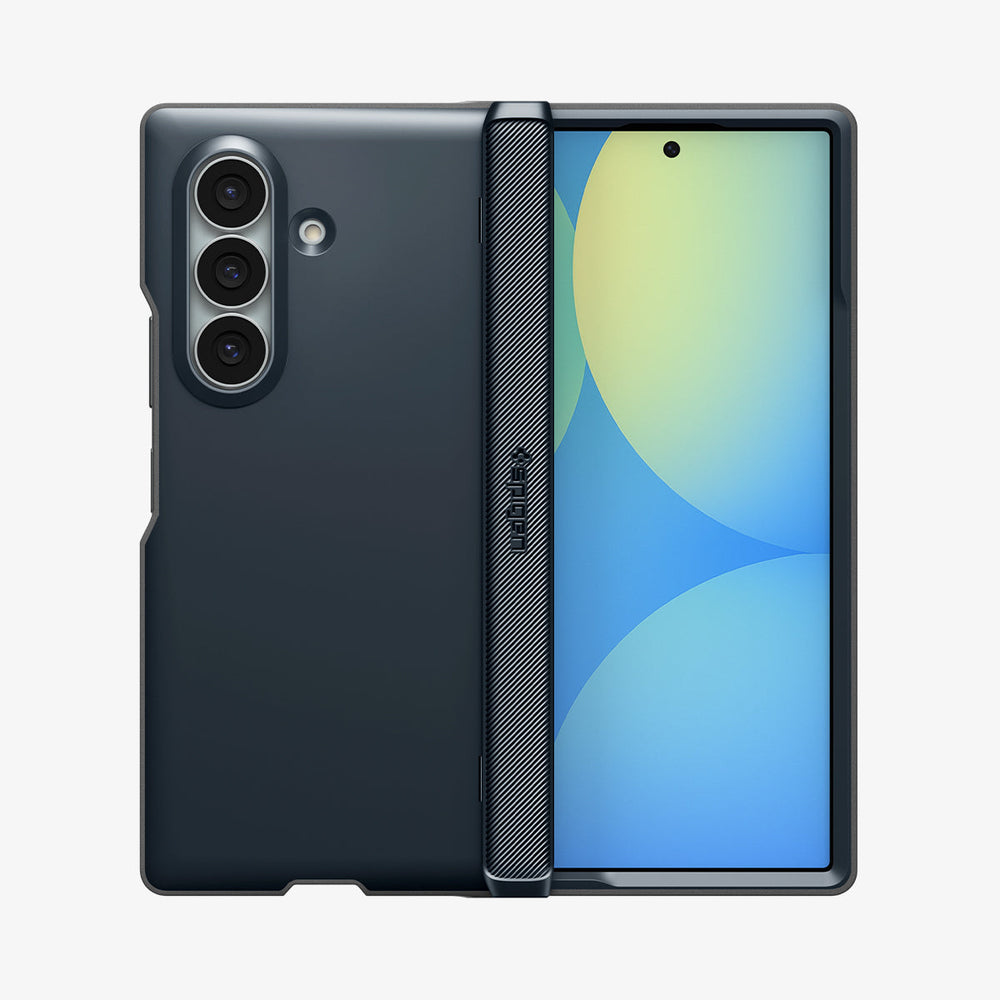 ACS11504 - Galaxy Z Fold 8 Ultra Slim Armor Pro (Mag Fit) Metal Slate showing Galaxy Z Fold 8 Ultra case back and front displays side by side, camera cutout, and textured spine 