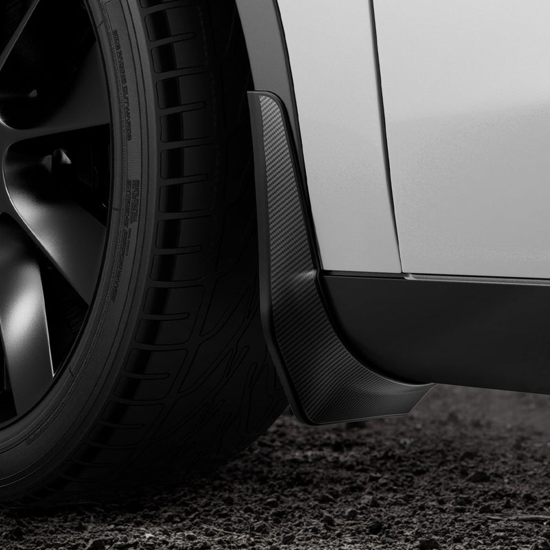 ACP04512 - Tesla Model Y WeatherBloc Mud Flaps showing the mud flaps installed