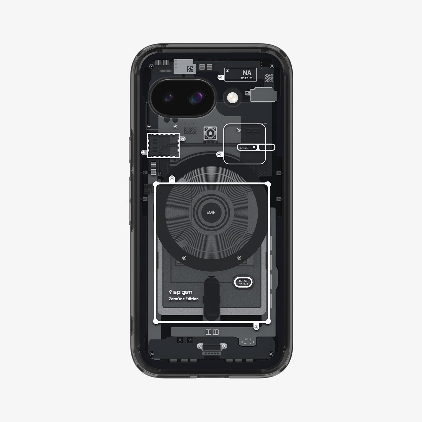 ACS09044 - Pixel 9a Case Ultra Hybrid Zero One showing the back