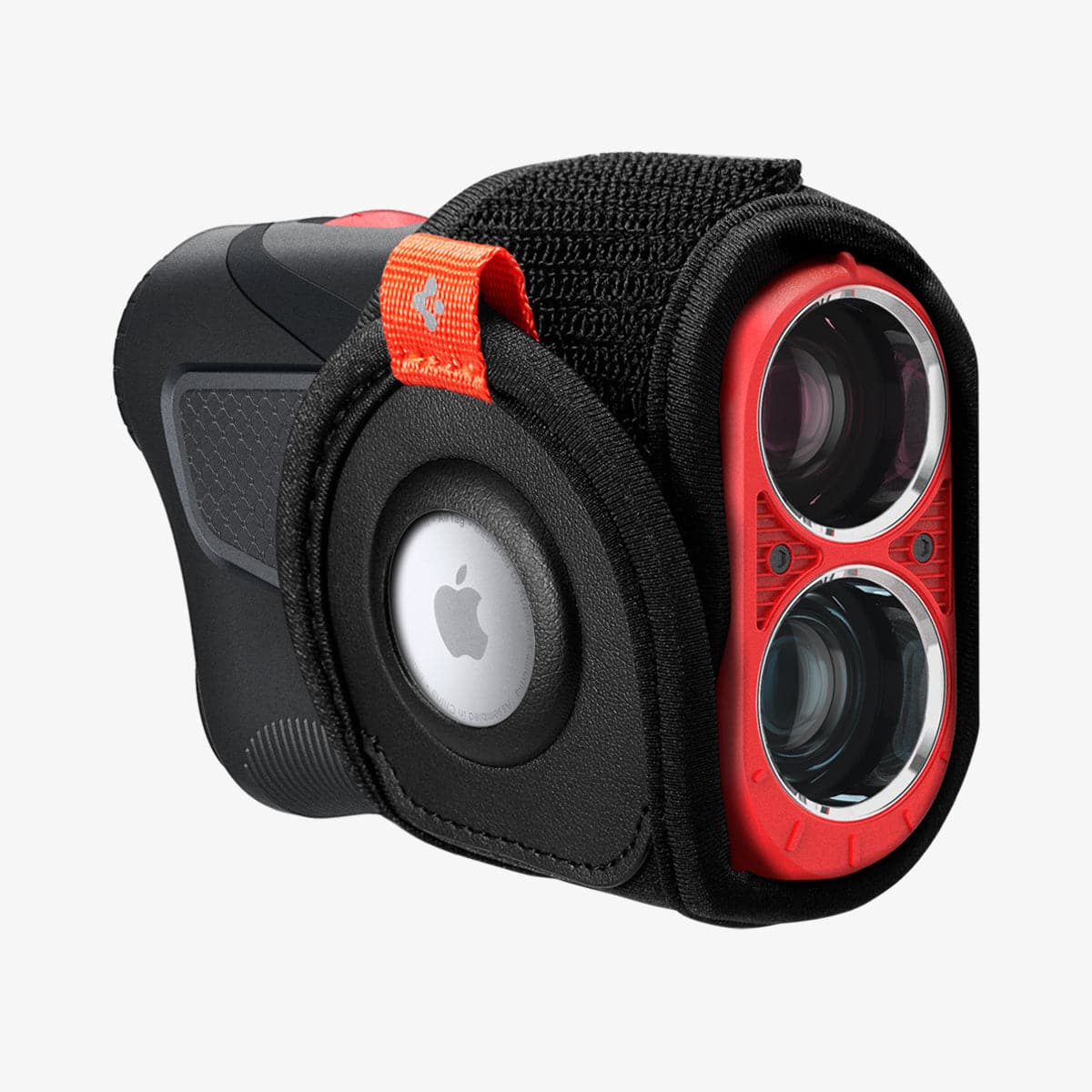AHP03117 - AirTag Rangefinder Wrap in black showing the front and side with airtag in slot