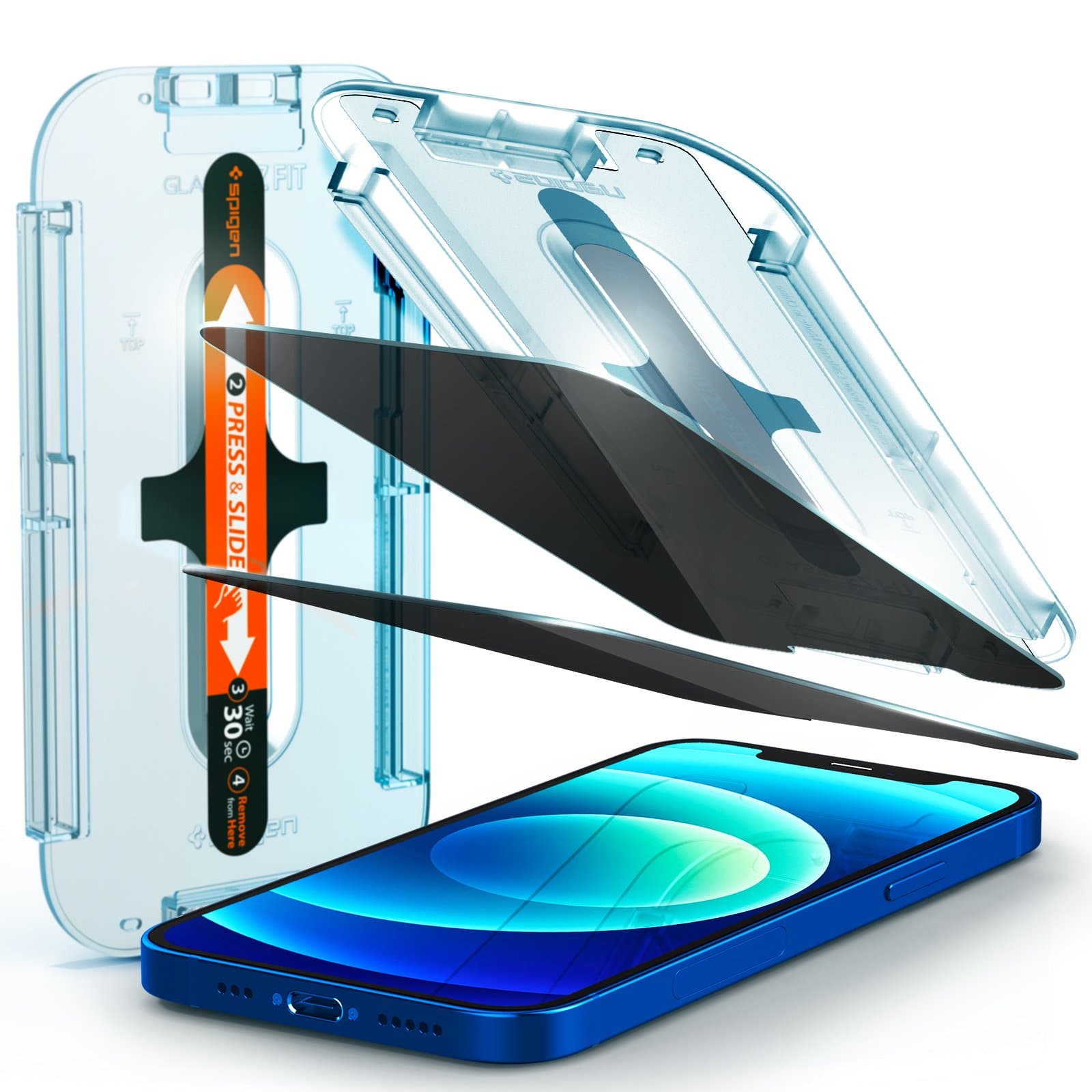  Spigen Tempered Glass Screen Protector [GlasTR EZ FIT -  Privacy] Designed for iPhone 12 / iPhone 12 Pro - 2 Pack : Cell Phones &  Accessories